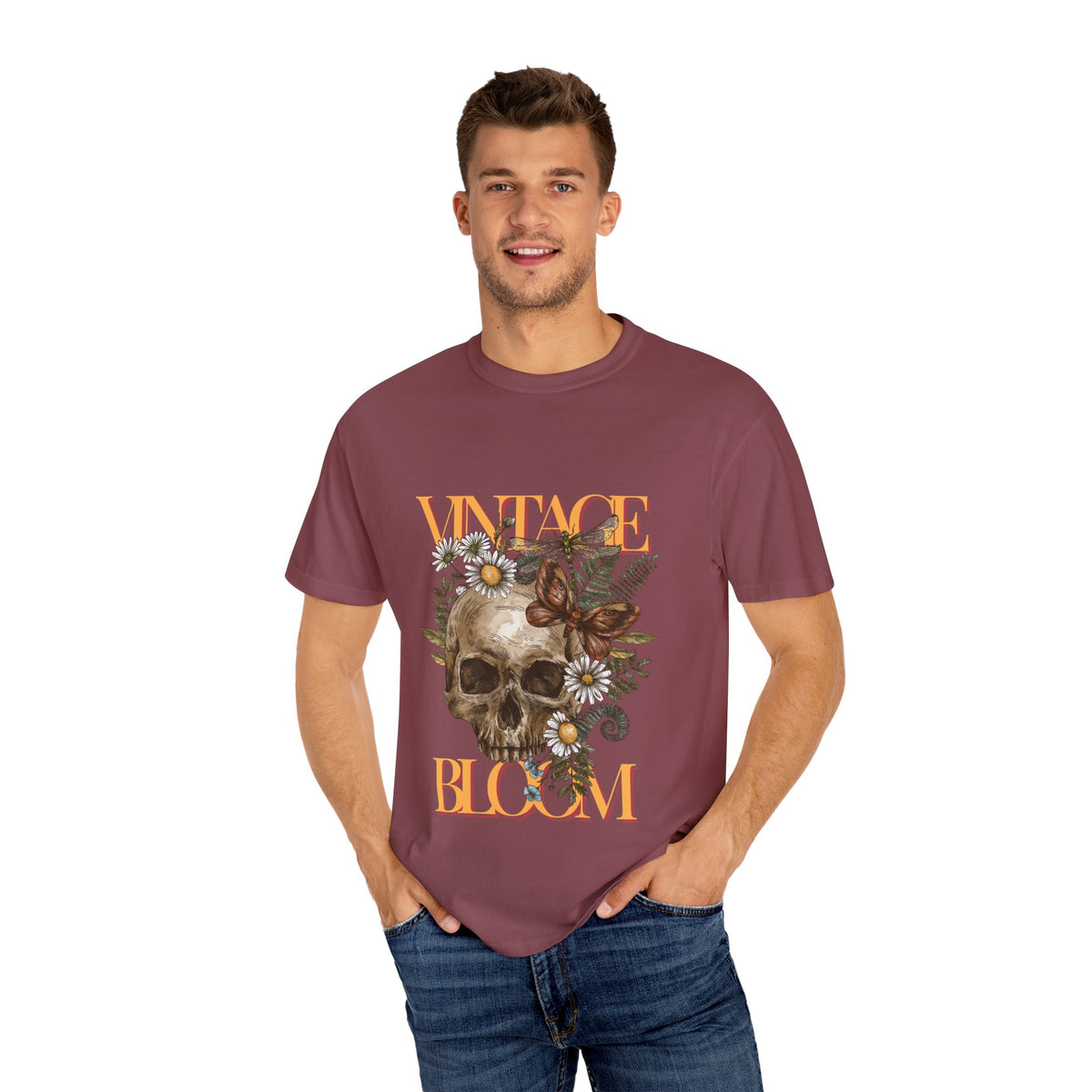 Vintage Bloom Skull T-Shirt | Garment-Dyed Tee