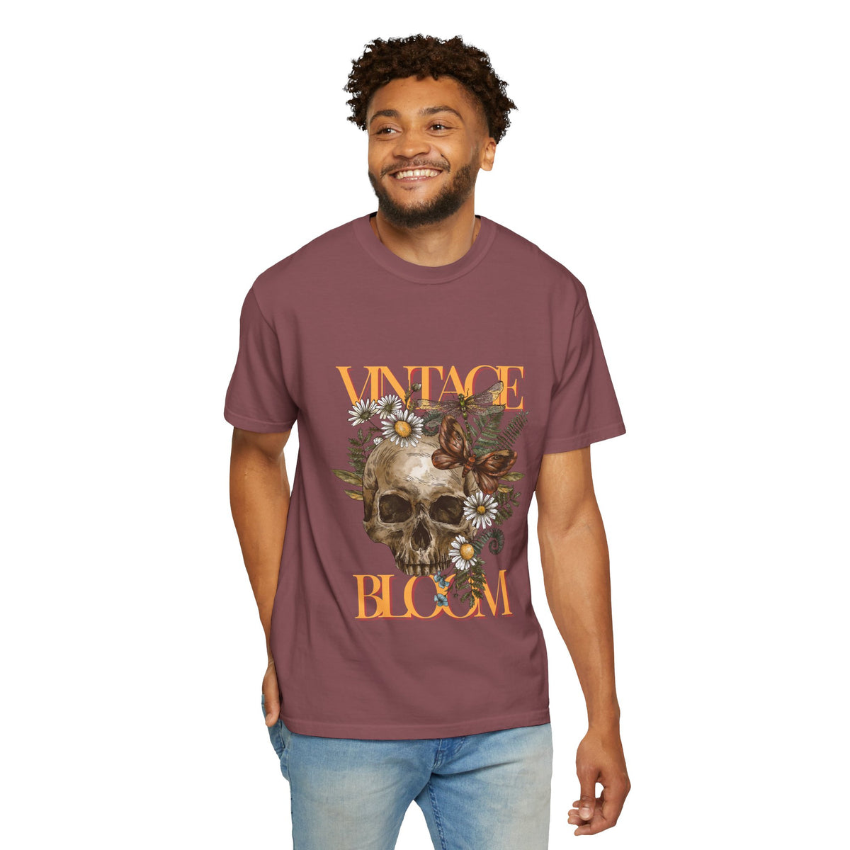 Vintage Bloom Skull T-Shirt | Garment-Dyed Tee
