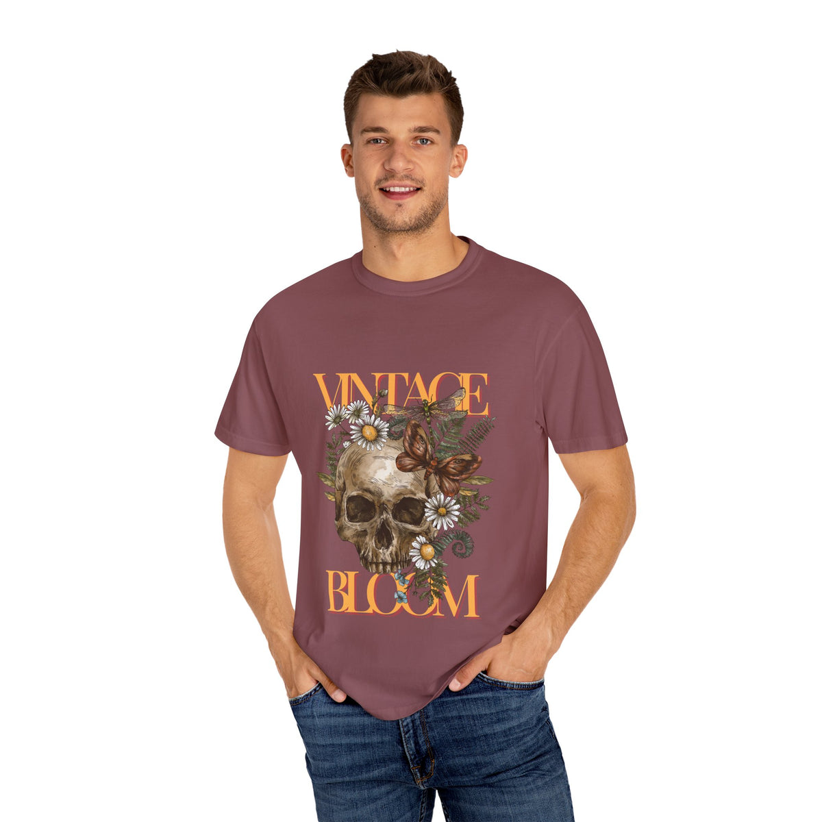 Vintage Bloom Skull T-Shirt | Garment-Dyed Tee