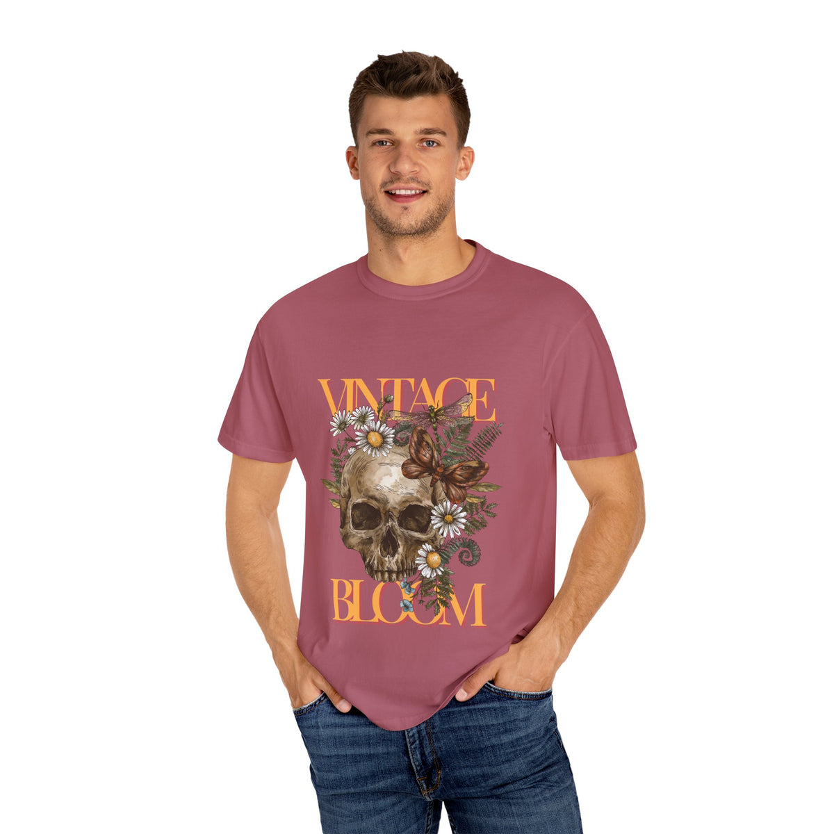 Vintage Bloom Skull T-Shirt | Garment-Dyed Tee