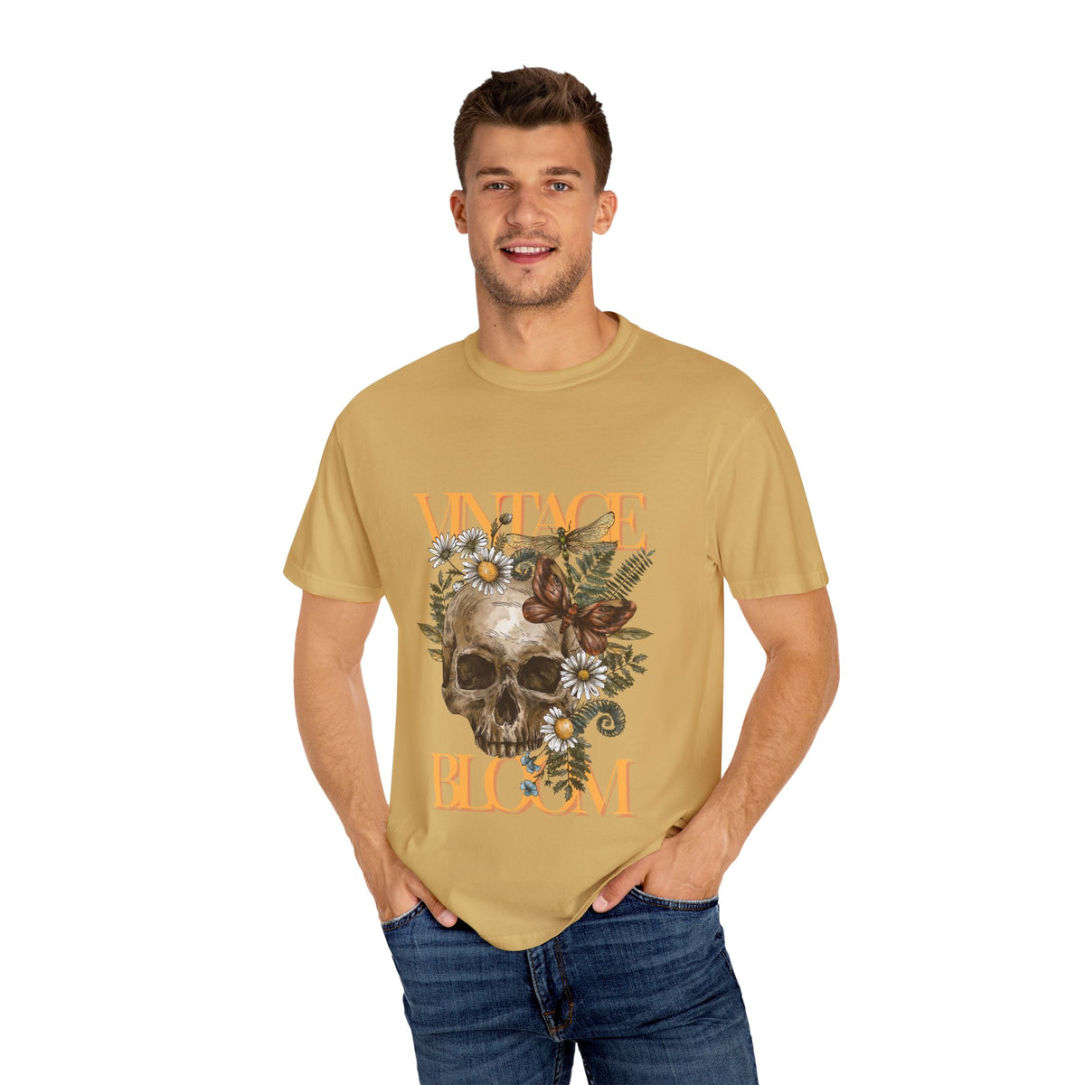 Vintage Bloom Skull T-Shirt | Garment-Dyed Tee