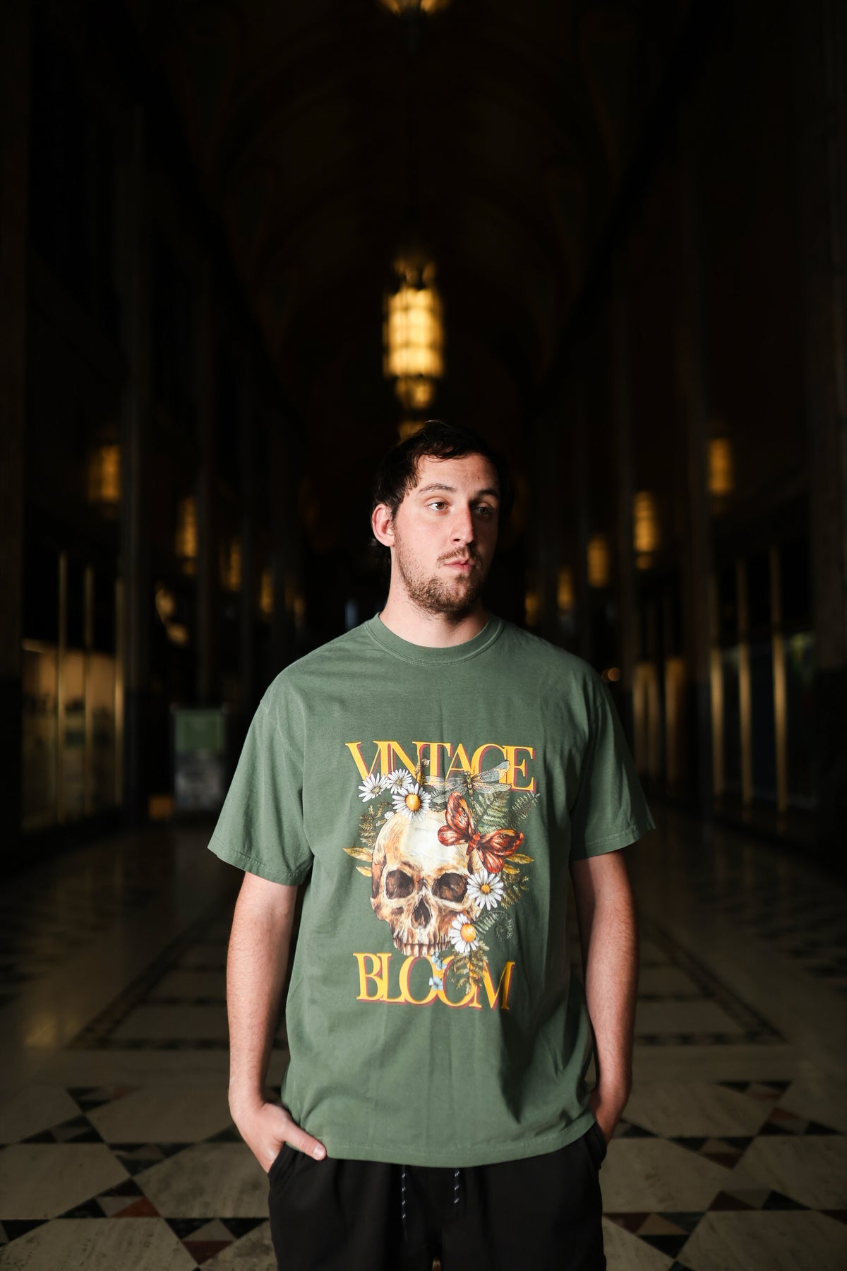 Vintage Bloom Skull T-Shirt | Garment-Dyed Tee