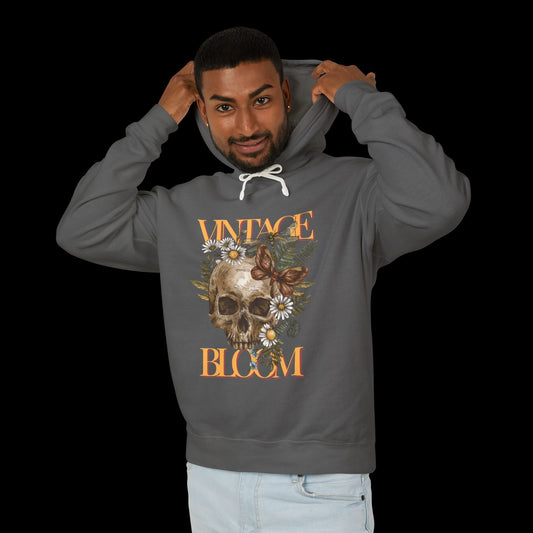 Vintage Bloom Skull Lightweight Hooded Sweatshirt