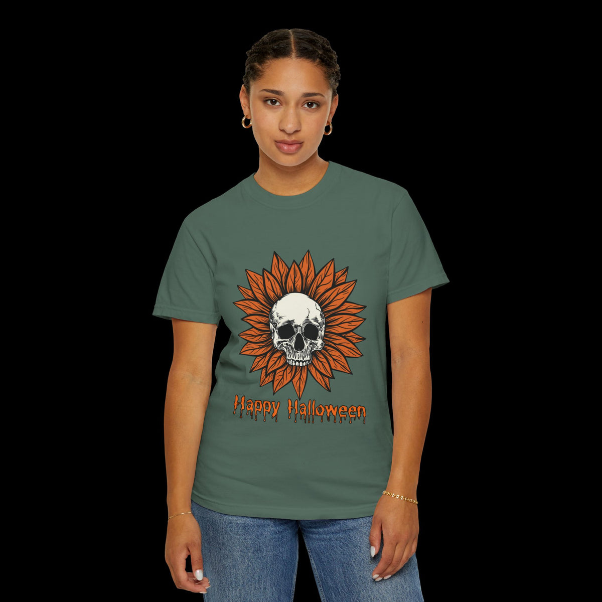 Happy Halloween Skull Sunflower T-Shirt