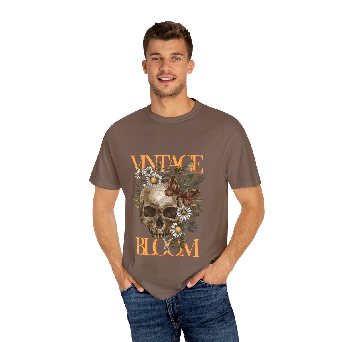 Vintage Bloom Skull T-Shirt | Garment-Dyed Tee