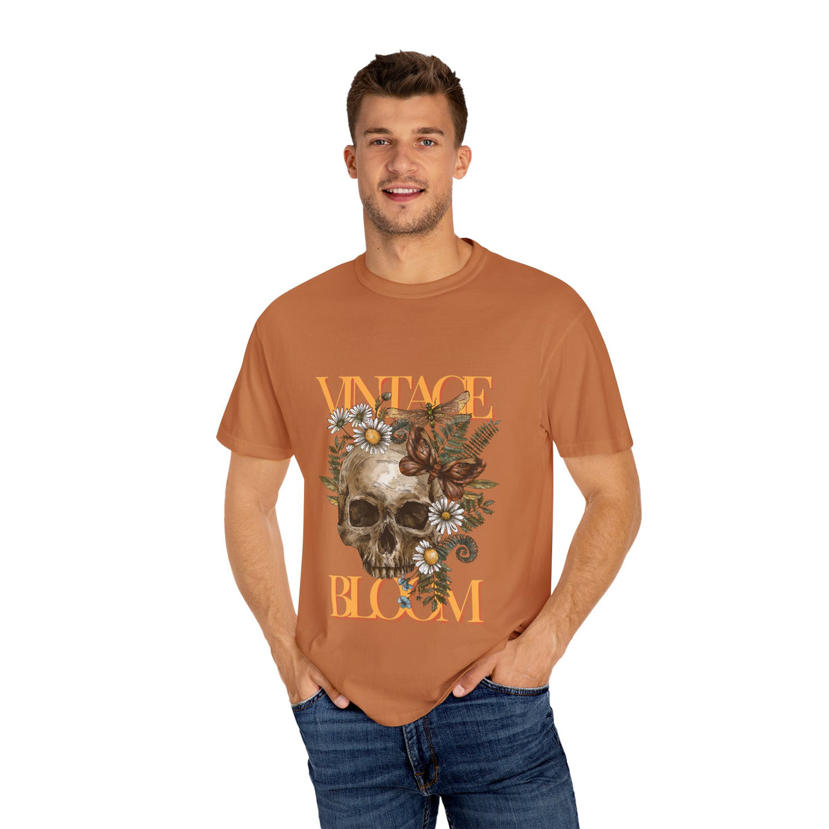 Vintage Bloom Skull T-Shirt | Garment-Dyed Tee