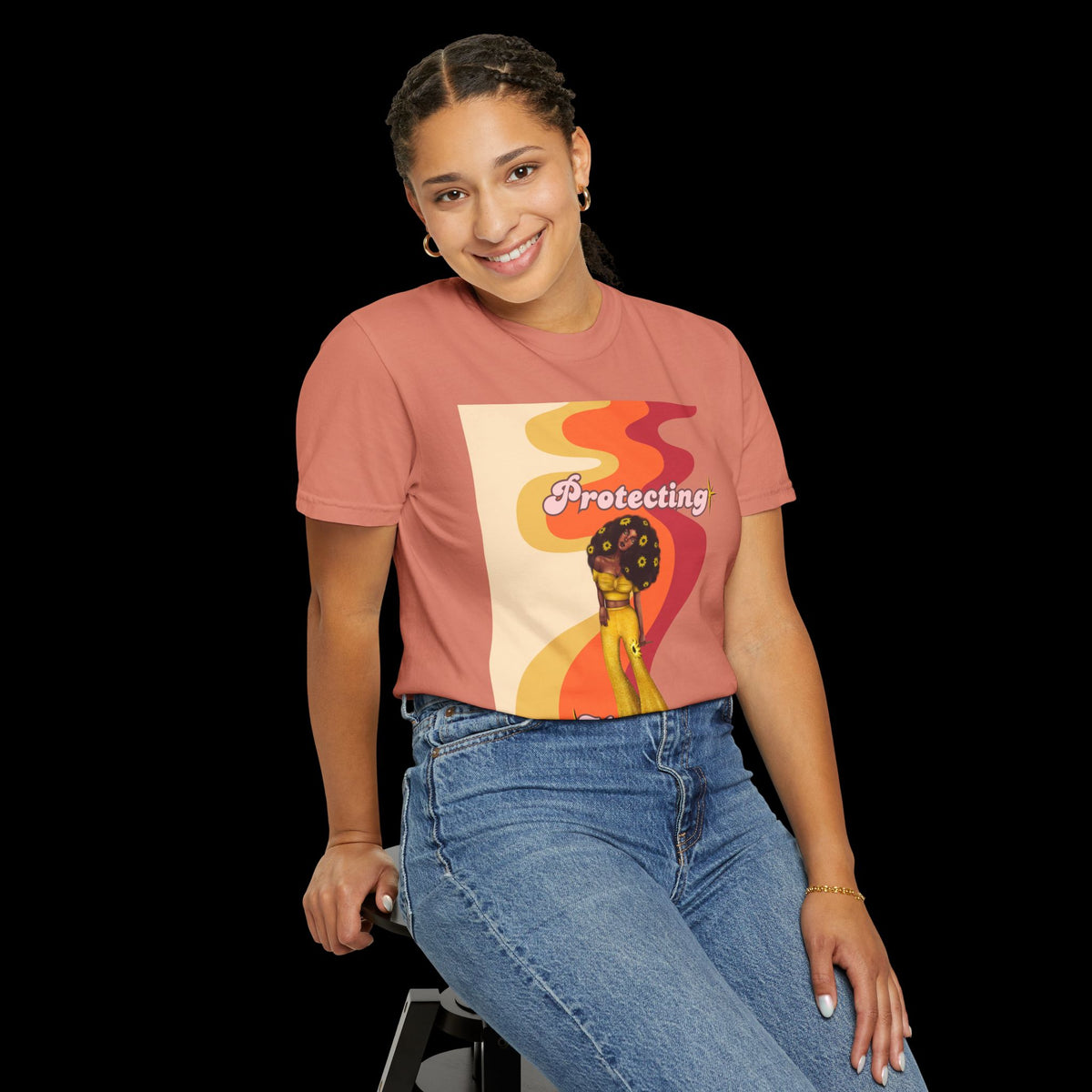 Protecting My Peace T-Shirt — Retro Afrocentric Peace Tee